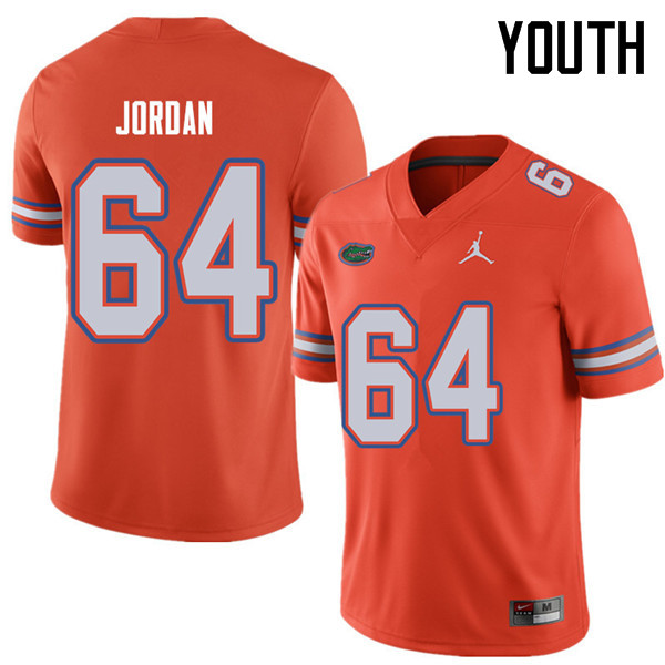 Jordan Brand Youth #64 Tyler Jordan Florida Gators College Football Jerseys Sale-Orange - Click Image to Close